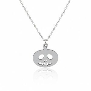 Halloween Pumpkin Pendant Necklace Silver Tone Costume‎ Jewelry Holiday